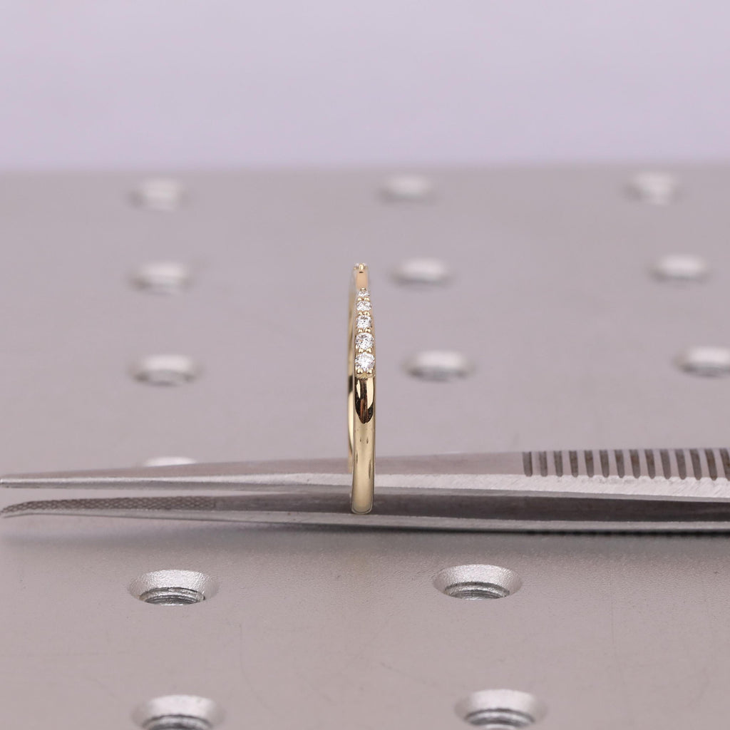 Dainty Diamond Wedding Bands For Women | 14k Yellow Gold Nesting Band Stacking Ring | Unique Bridal Jewelry Gift image #11