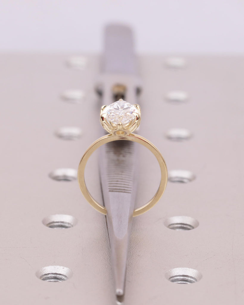 14k Solid Gold Moissanite Marquise Ring, Minimalist Engagement Ring, Anniversary Jewelry image #7