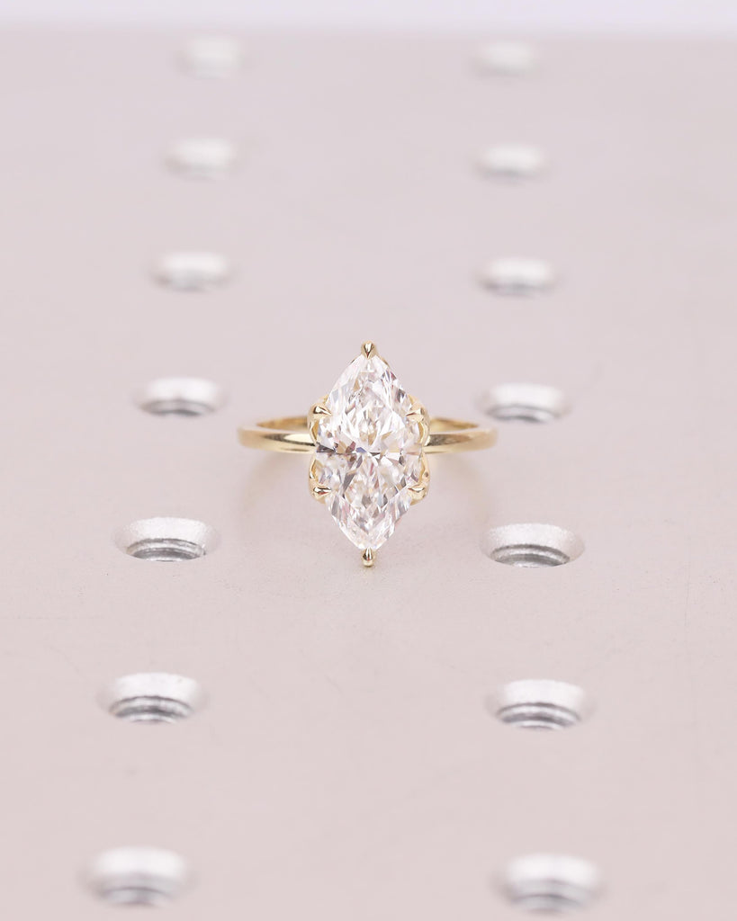 14k Solid Gold Moissanite Marquise Ring, Minimalist Engagement Ring, Anniversary Jewelry image #14