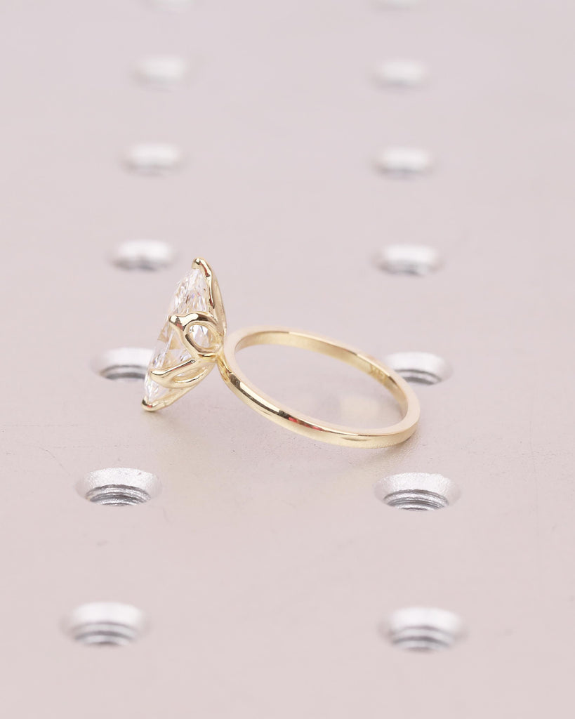 Minimalist Lab Created Diamond Engagement Ring, 14k Gold Marquise Cut Ring image #14