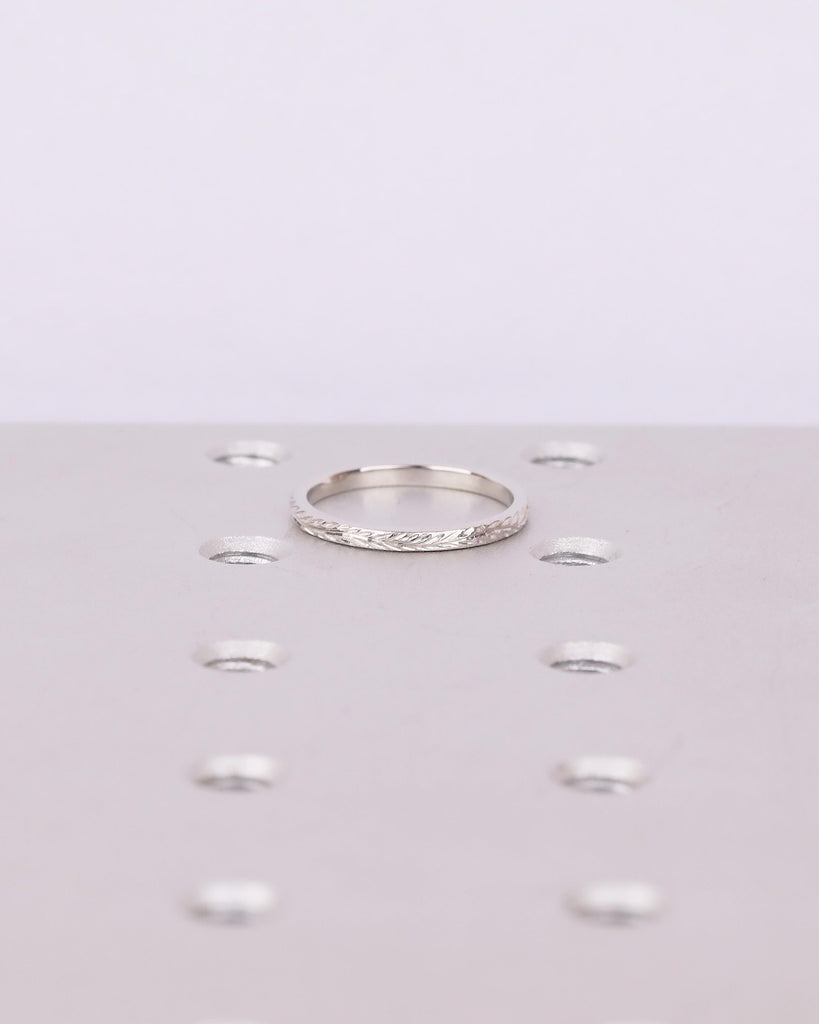 Dainty Olive Leaf Ring, Unique Nature Inspired Wedding Band Women, Platinum Floral Matching Rings for Women, Simple Anniversary Jewelry image #5