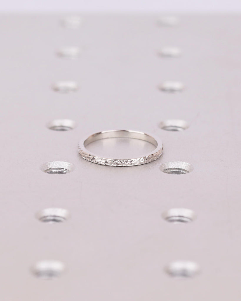 Dainty Olive Leaf Ring, Unique Nature Inspired Wedding Band Women, Platinum Floral Matching Rings for Women, Simple Anniversary Jewelry image #9