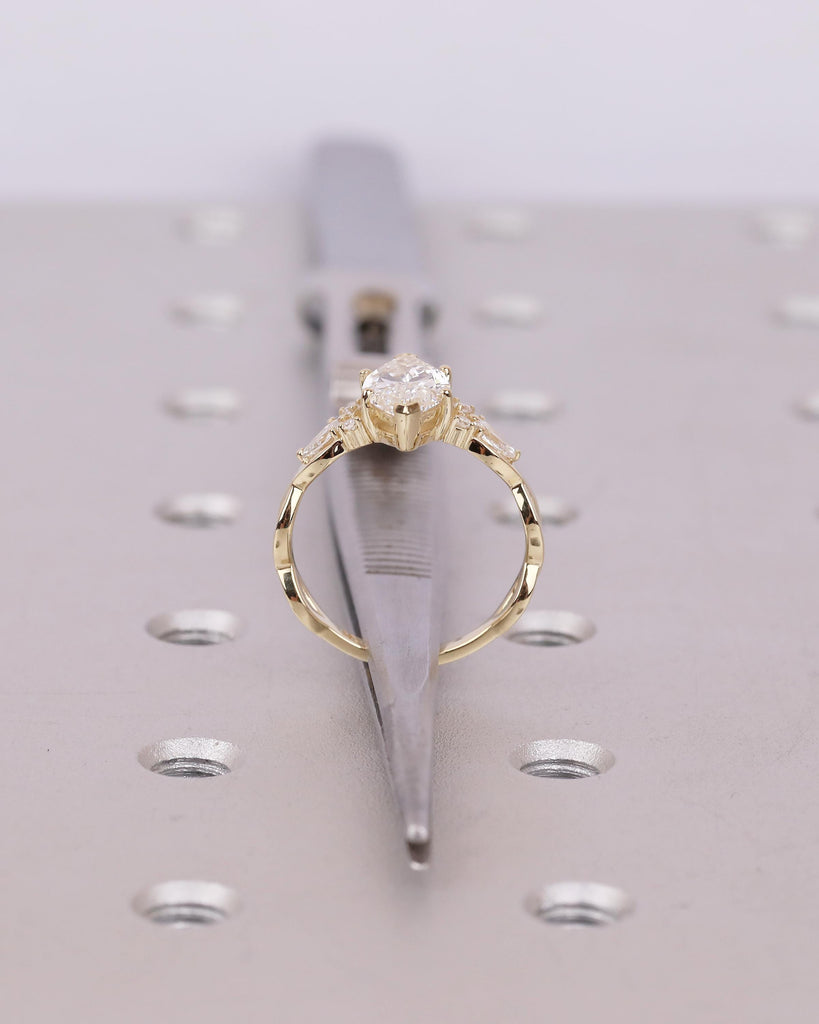 Marquise Lab Grown Diamond Engagement Ring, Twisted Band 14k Solid Gold Ring, Unique Handmade Jewelry, Personalized Bridal Rings for Women image #7