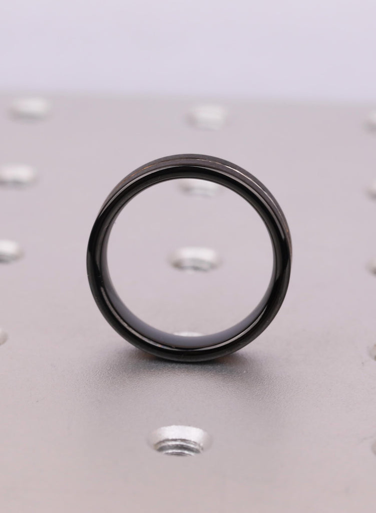 6mm Comfort Fit Black Tungsten Carbide Wedding Band, 14K Rose Gold Plated Men's Ring, Men's Wedding Ring, Ring For Him, Men's Jewelry Gift image #6