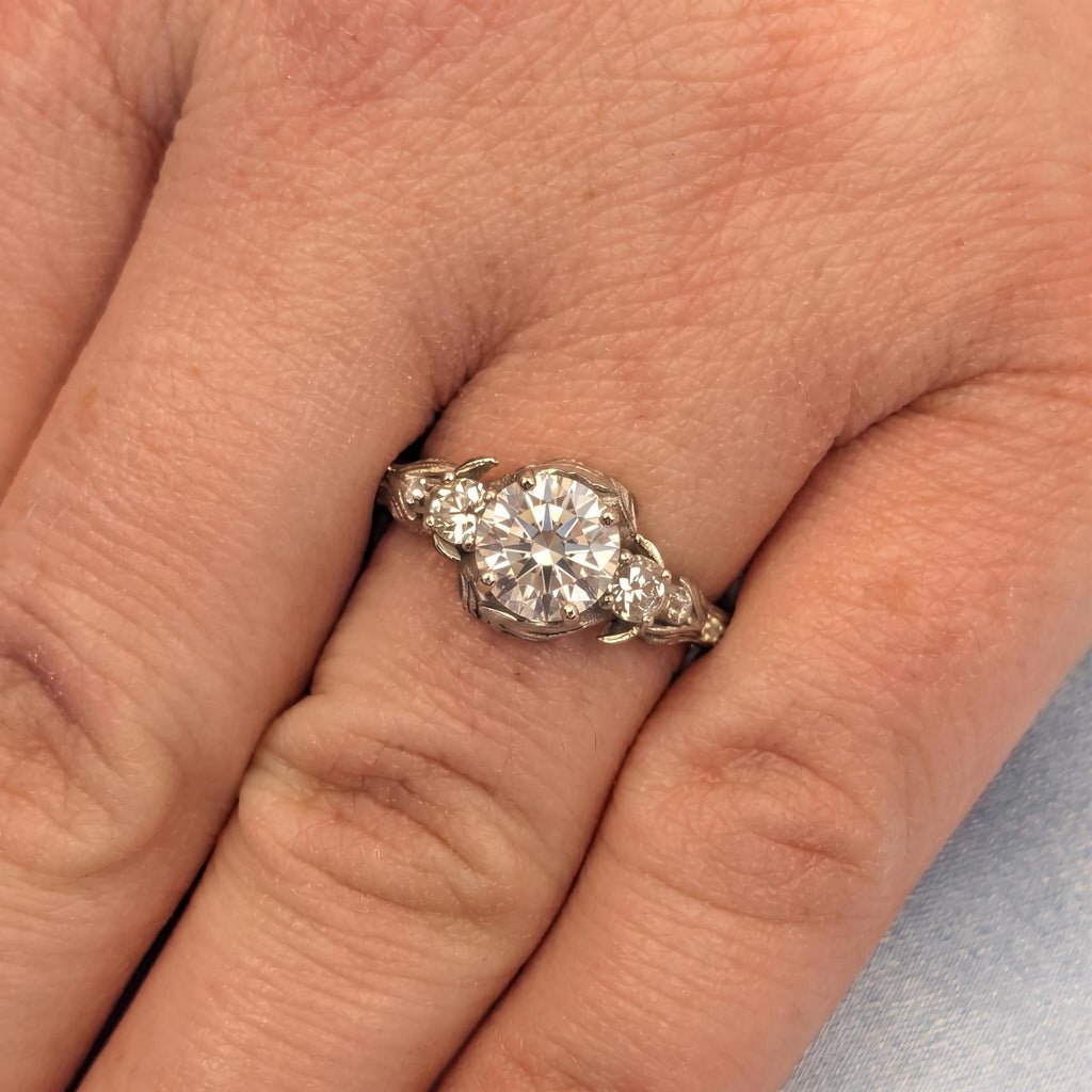 Nature Inspired Diamond Engagement Rings for Women | Solid Gold or Platinum Leaf Design Wedding Ring | Lab Grown Diamond Bridal Jewelry image #2