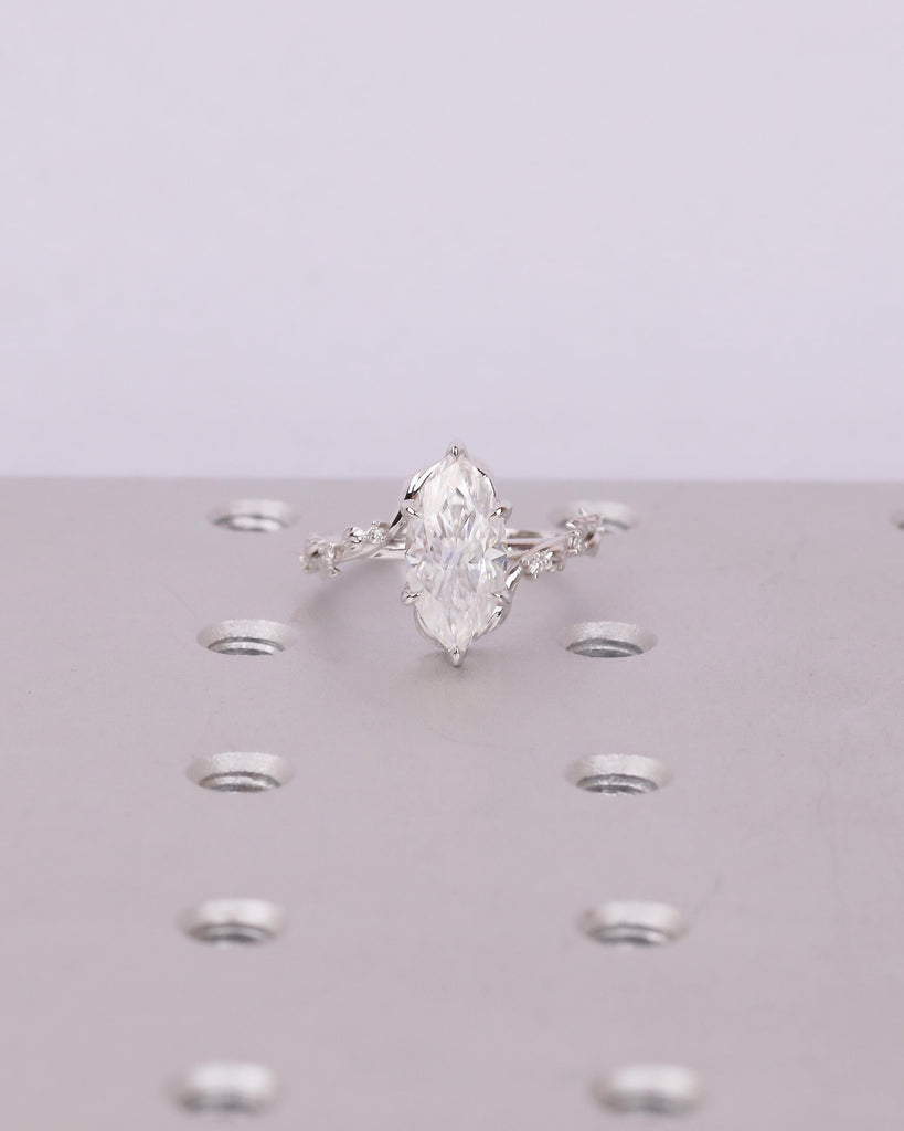 14k Gold Marquise Moissanite Engagement Ring