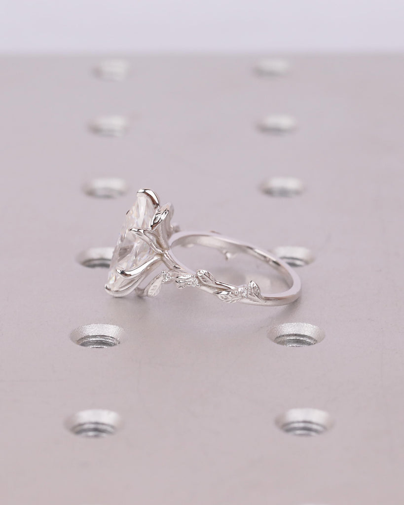 Art Deco 2.5ct Lab Grown Diamond Marquise Ring, Nature Inspired Engagement Ring, White Gold Personalized Jewelry, Vintage Style Bypass Rings image #15