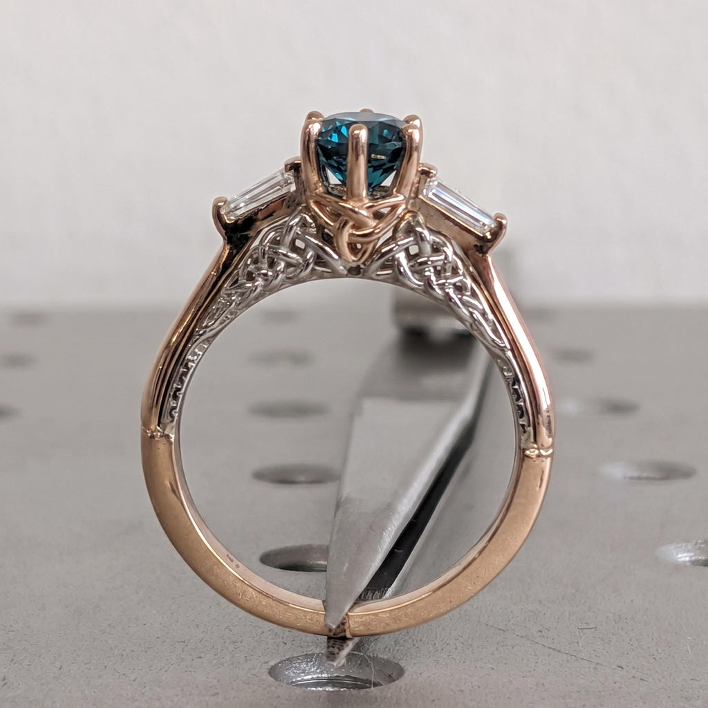 Unique Natural Sapphire Celtic Knot Ring | Blue Green Gemstone Proposal Ring | September Birthstone Solid Gold Rings for Women image #3