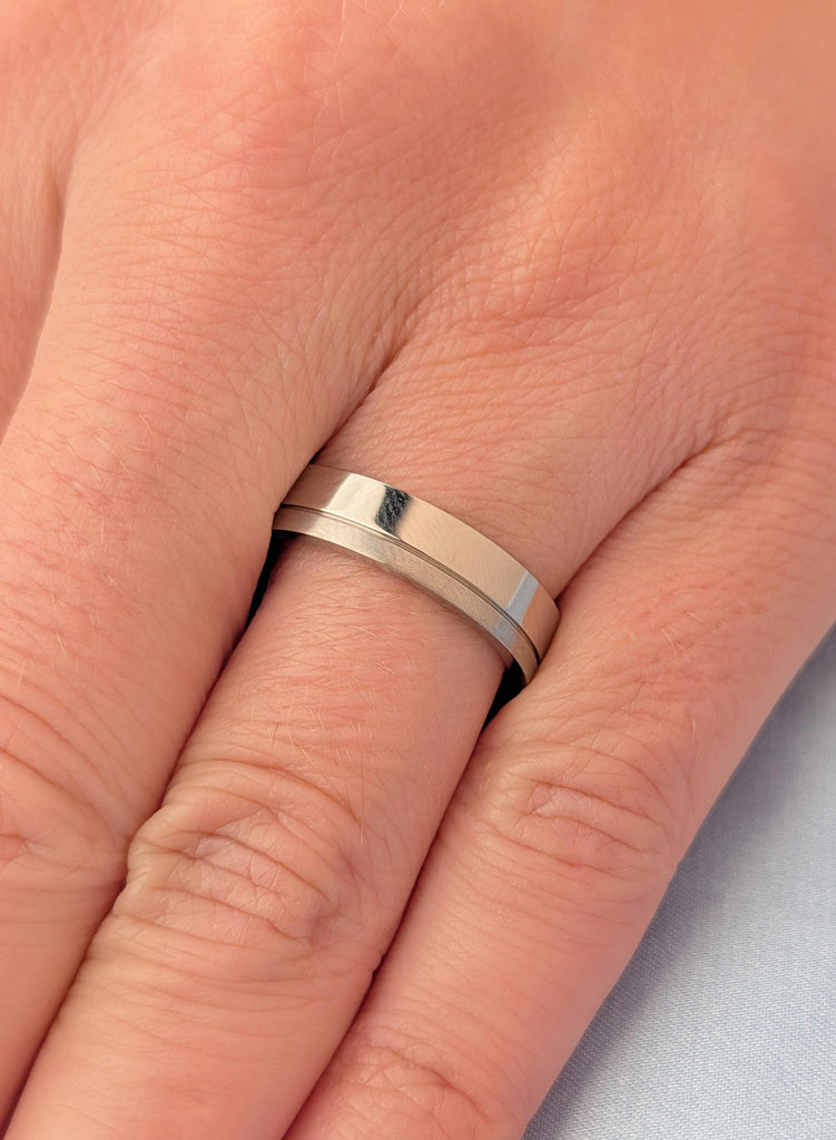 Titanium Ring, 5mm Brushed Titanium Band, Titanium Wedding Band, Men's Wedding Ring, Men's Ring, Titanium Wedding Ring, His and Hers Ring image #2