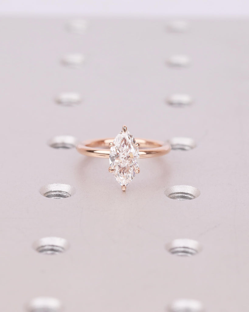 14k Solid Gold Hidden Halo Diamond Engagement Ring, Dainty Lab Created Diamond IGI Certified Rings for Women, Unique Wedding Bridal Jewelry image #8
