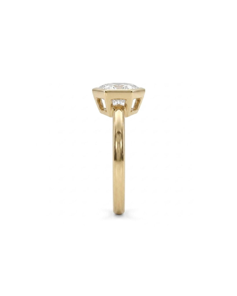 Moissanite Hexagon Ring, Bezel Setting, 14k Gold Solitaire Engagement Ring image #5