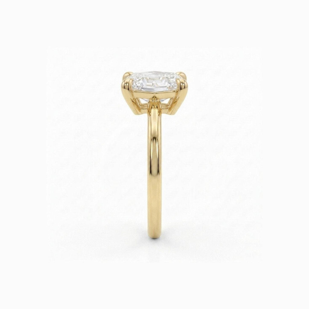 Hexagon Diamond Solitaire Engagement Ring | 14k/18k Women Gold Ring | Unique Geometrical Ring Bridal Jewelry Gift for Her image #5