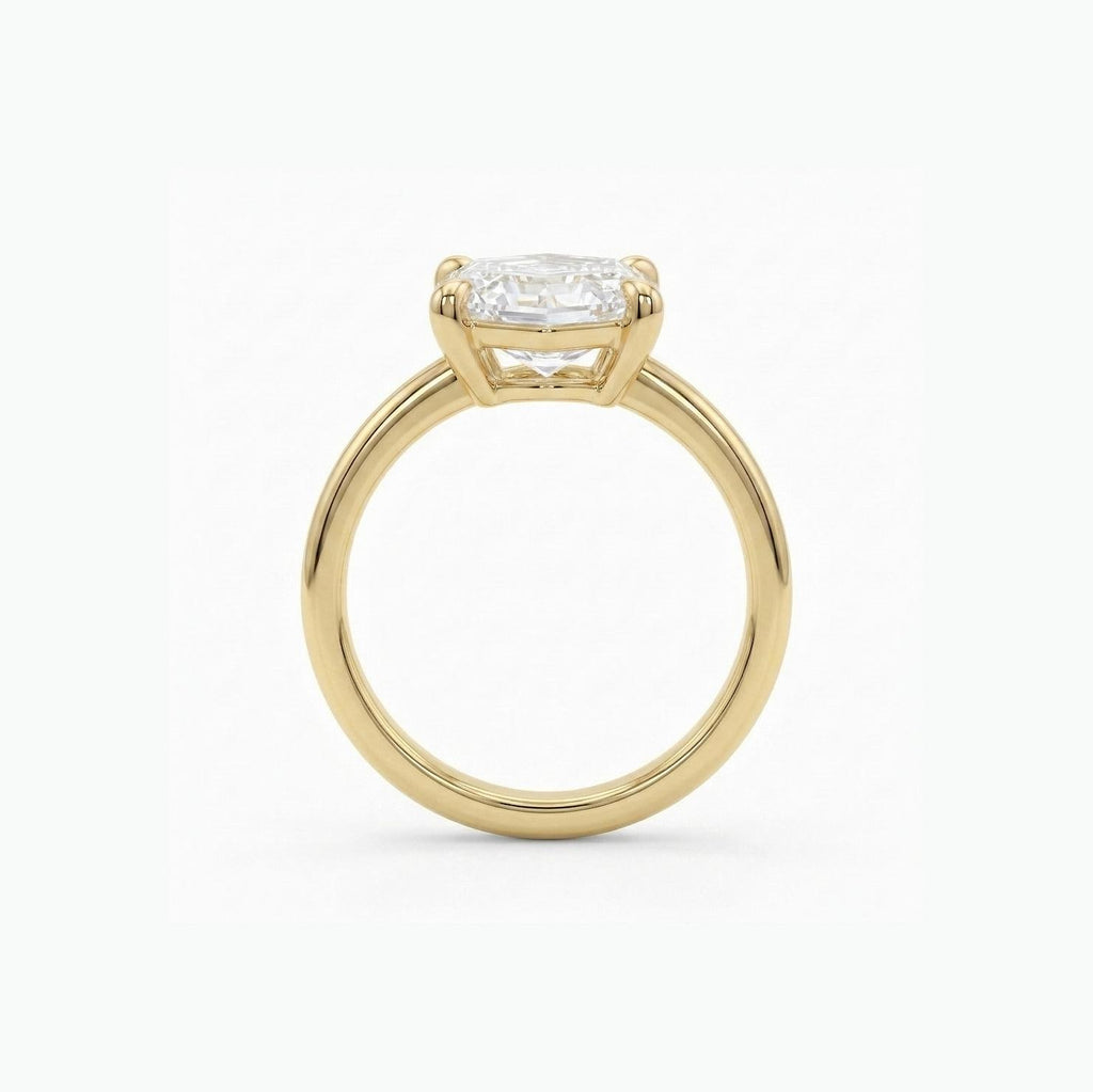 Hexagon Diamond Solitaire Engagement Ring | 14k/18k Women Gold Ring | Unique Geometrical Ring Bridal Jewelry Gift for Her image #4