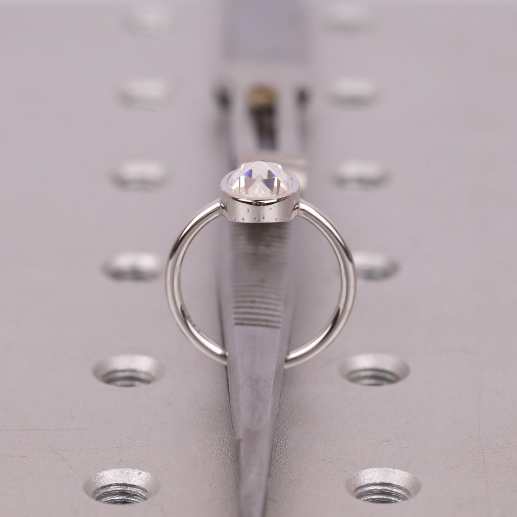 Moissanite Engagement Rings for Women | 14k/18k White Gold Oval Rose cut Solitaire Ring | Bezel set Promise Ring image #12