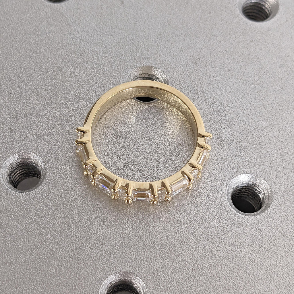 Half Eternity Diamond Wedding Bands for Women | Baguette and Emerald Cut Lab Grown Diamond Ring | Custom Gold Ring Anniversary Gift image #8