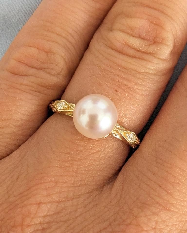 14k Gold Akoya Pearl Ring