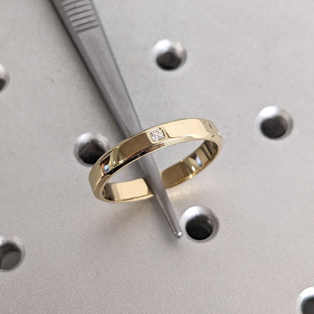 14k Yellow Gold 4MM Wedding Ring for Him | Simple Diamond Gold Band Gift for Boyfriend image #1