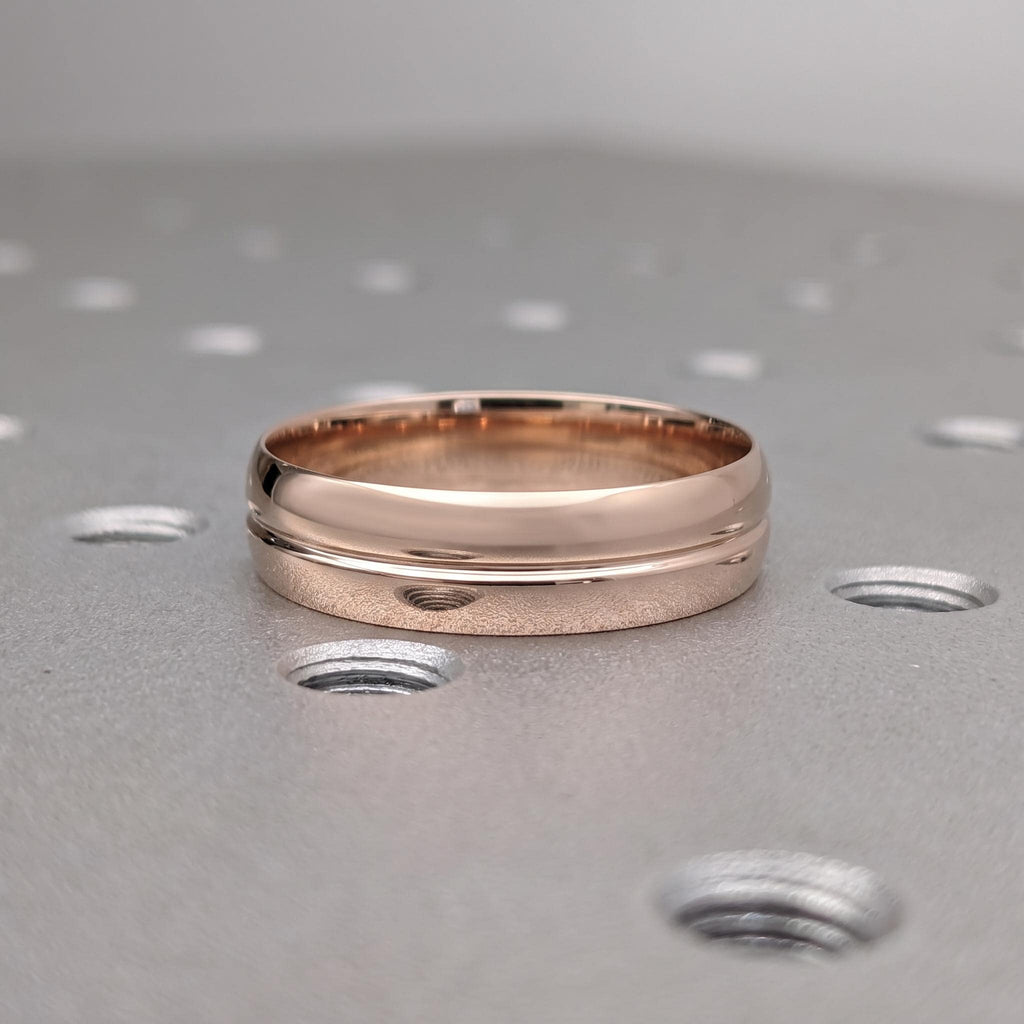 Grooved 6MM Chunky Engagement Ring for Him | Solid Gold or Platinum Manly Bands | Minimalist Mens Jewelry image #6