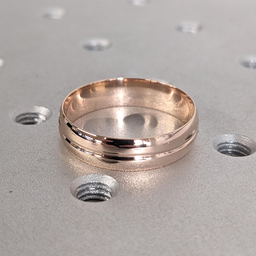 Grooved 6MM Chunky Engagement Ring for Him | Solid Gold or Platinum Manly Bands | Minimalist Mens Jewelry image #7