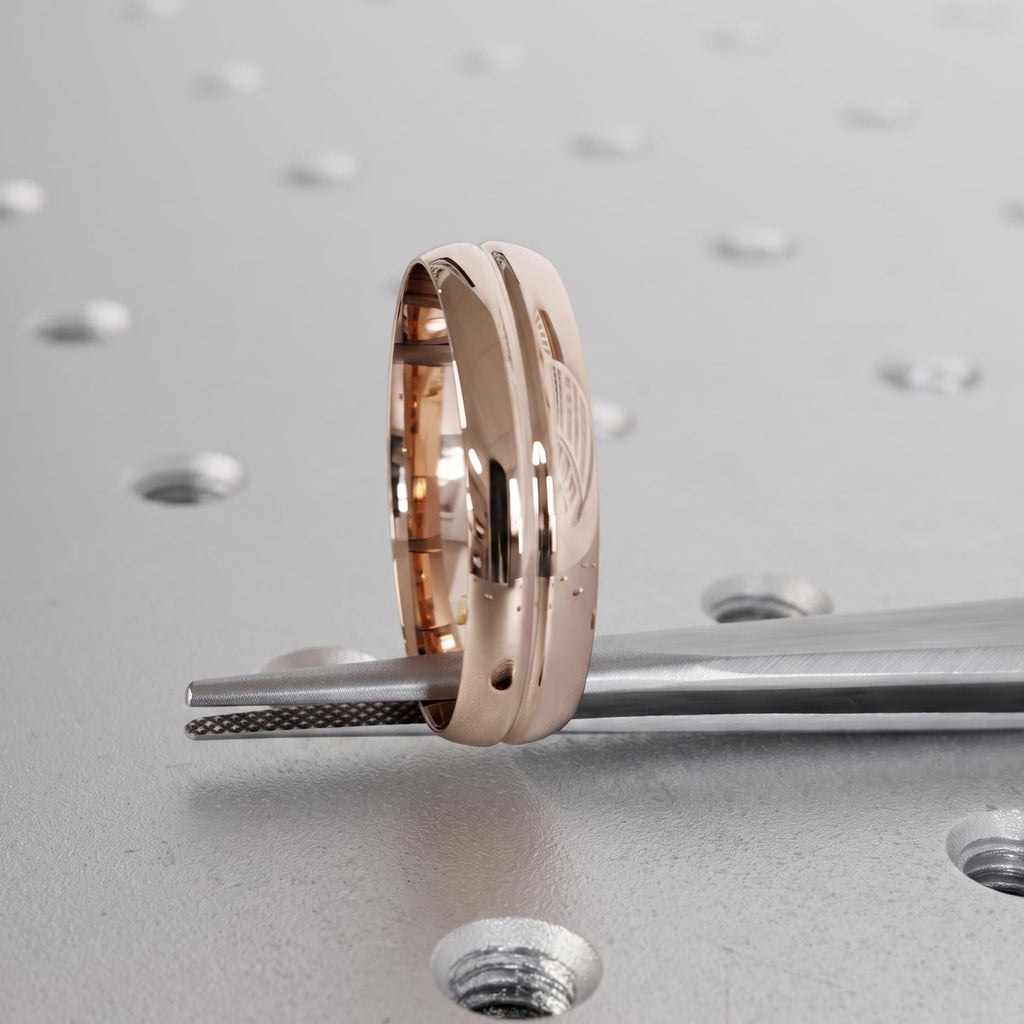 14k Rose Gold Mens Wedding Band | 6MM Plain Gold Ring for Him | Birthday Anniversary Gift for Boyfriend image #4