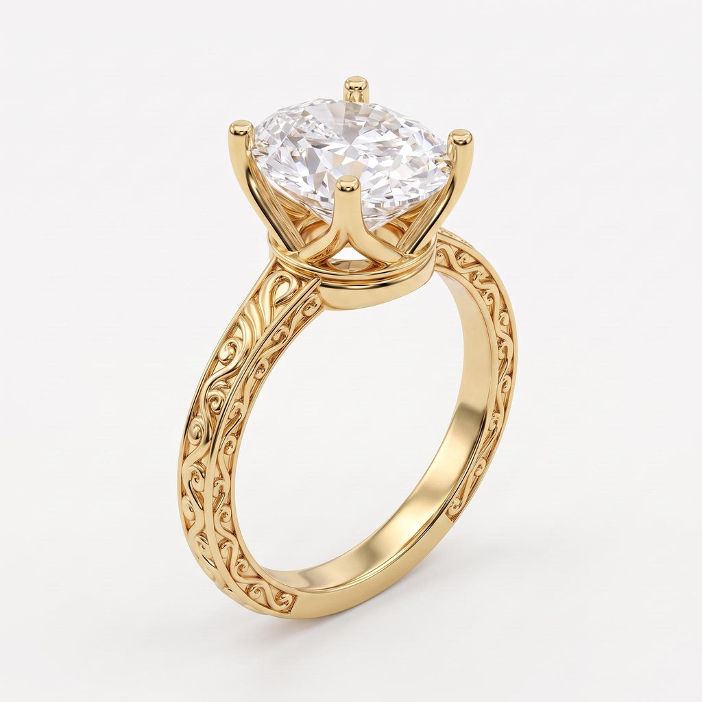 Oval Moissanite Art Deco Promise Ring for Women | Custom Engagement Ring | Solid Gold or Platinum Antique Proposal Ring image #2