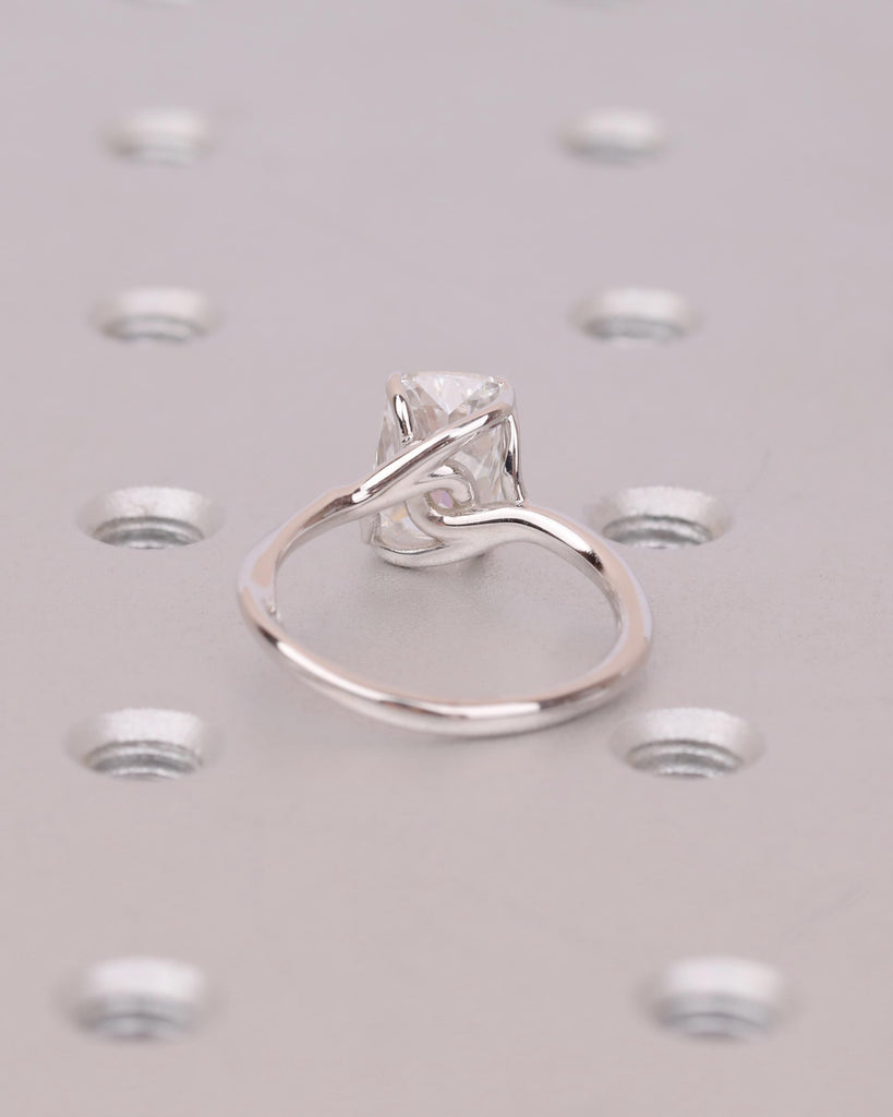 Cushion Cut Moissanite Ring, Solitaire Engagement Ring in 14k White Gold image #6