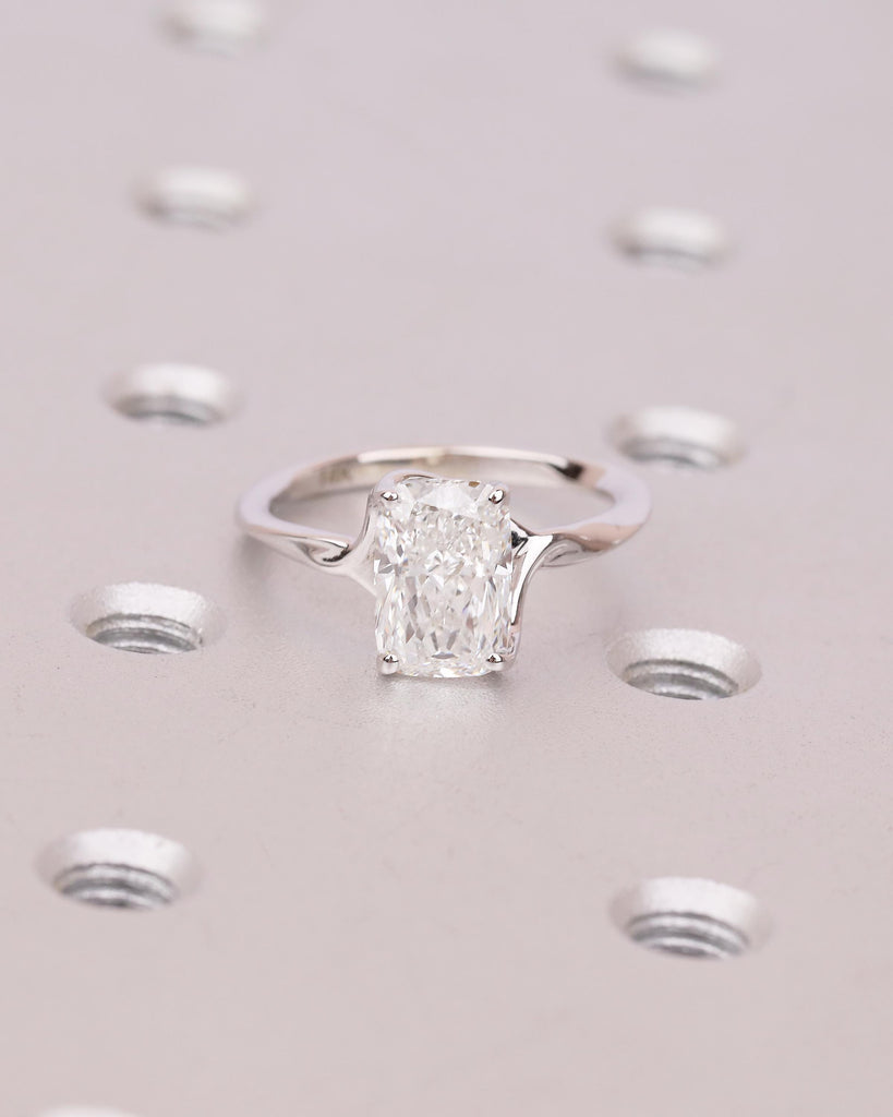 Cushion Cut Moissanite Ring, Solitaire Engagement Ring in 14k White Gold image #17
