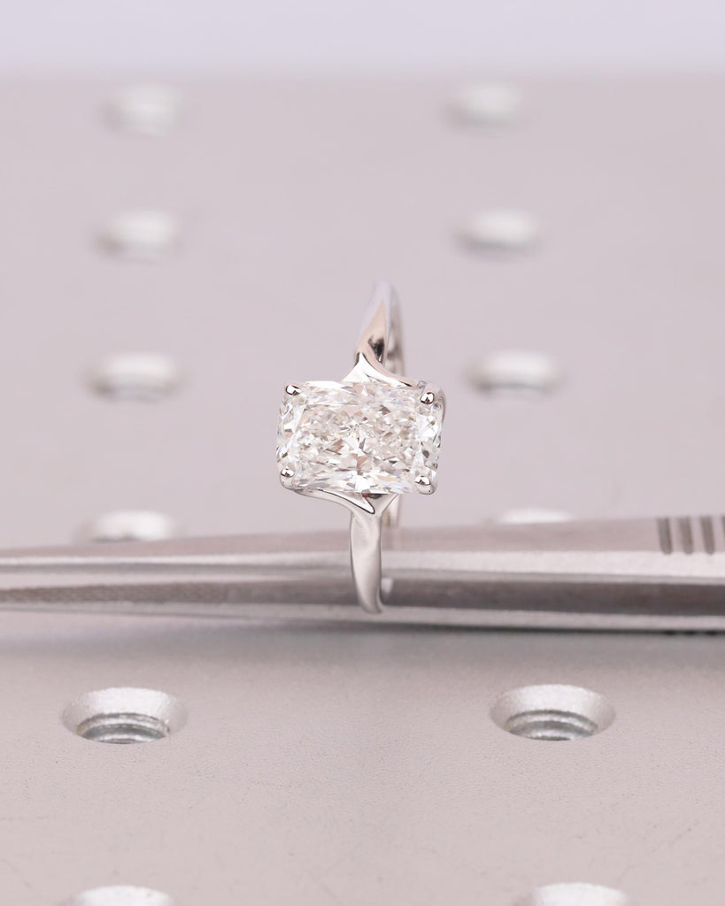 Minimalist Moissanite Engagement Ring, Dainty 14k Solid Gold Cushion Cut Ring, Split Shank Handmade Wedding Rings, Unique Bridal Jewelry image #10