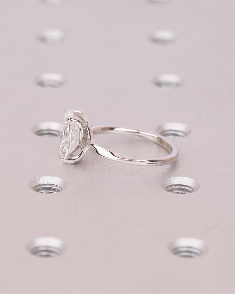 Minimalist Moissanite Engagement Ring, Dainty 14k Solid Gold Cushion Cut Ring, Split Shank Handmade Wedding Rings, Unique Bridal Jewelry image #13