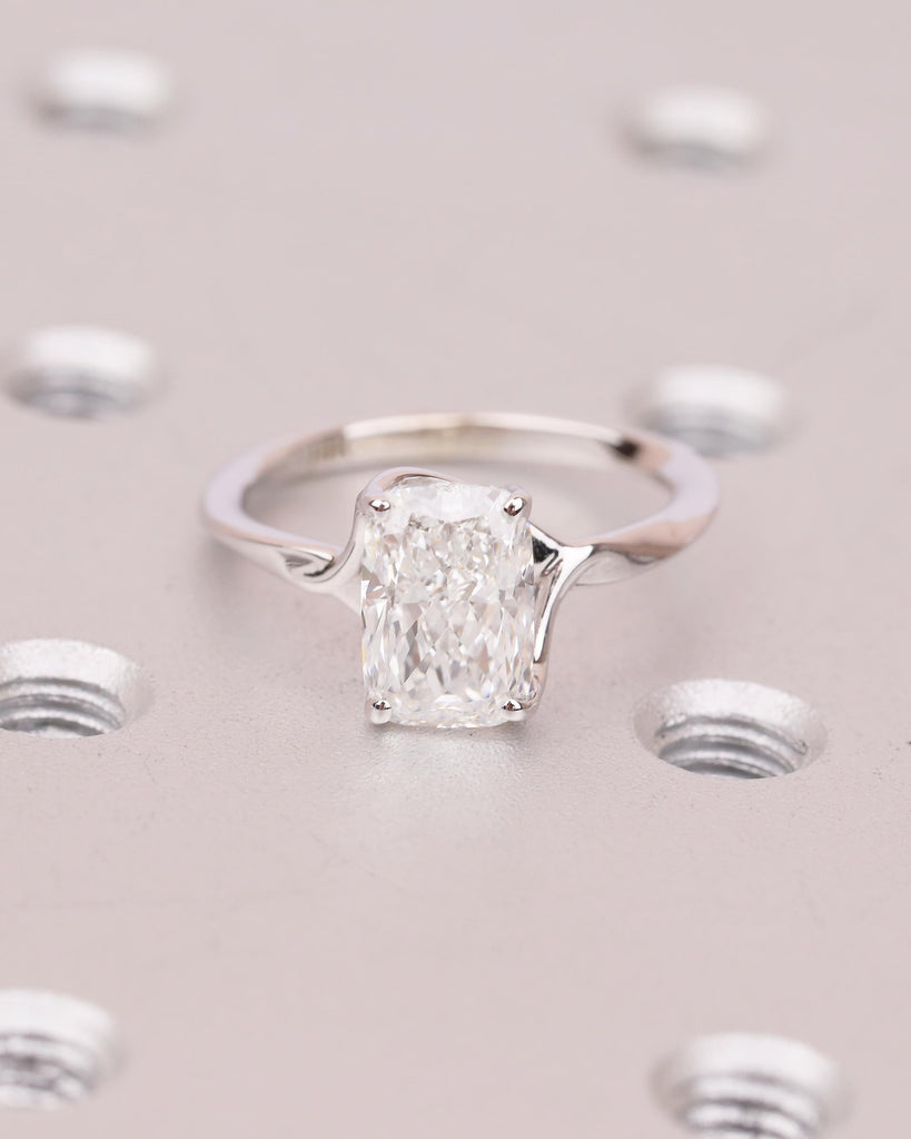 Cushion Cut Moissanite Ring, Solitaire Engagement Ring in 14k White Gold image #9