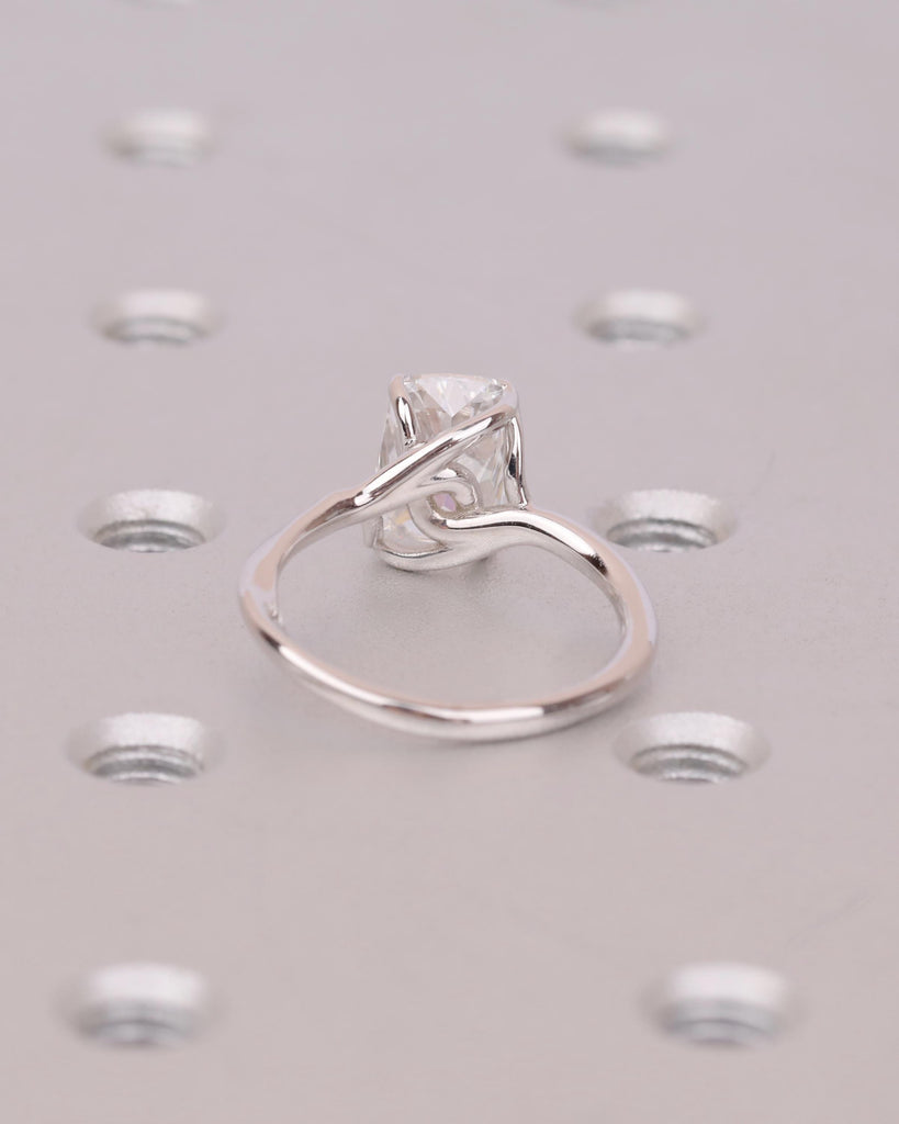 Cushion Cut Lab Grown Diamond Ring, Solitaire Engagement Ring, 4 Prong 14k White Gold Promise Rings for Women,  Wedding Anniversary Jewelry image #6