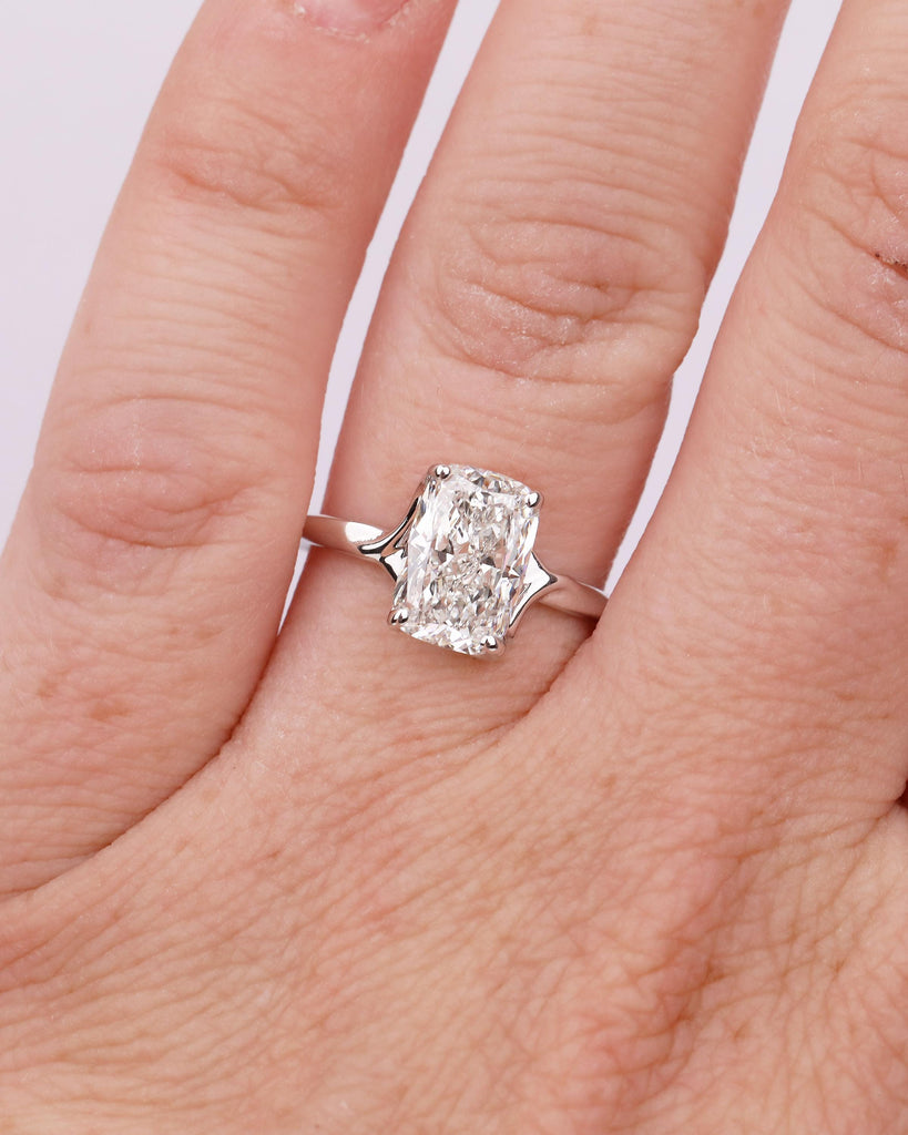 Minimalist Moissanite Engagement Ring, Dainty 14k Solid Gold Cushion Cut Ring, Split Shank Handmade Wedding Rings, Unique Bridal Jewelry image #19