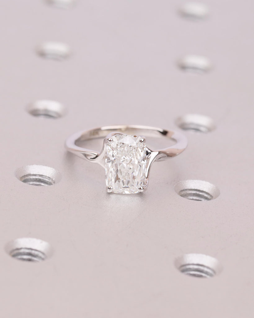 Cushion Cut Lab Grown Diamond Ring, Solitaire Engagement Ring, 4 Prong 14k White Gold Promise Rings for Women,  Wedding Anniversary Jewelry image #3