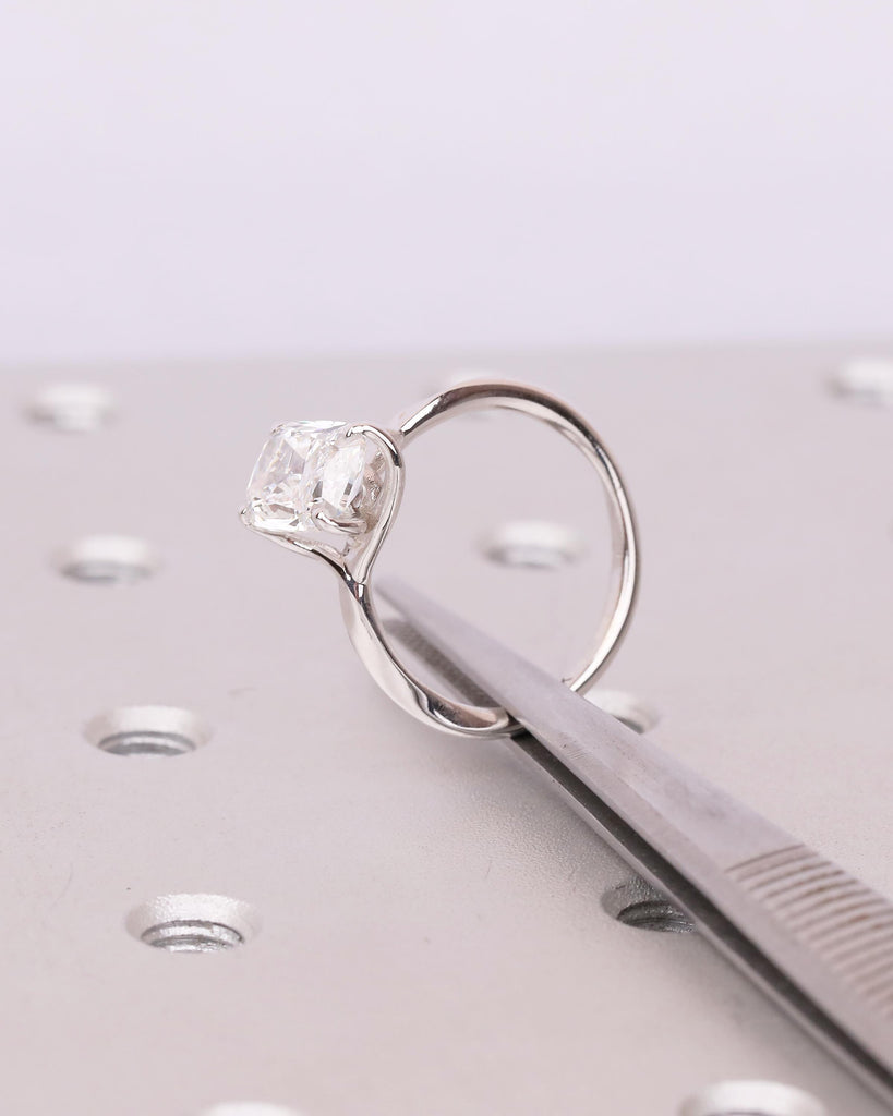 Cushion Cut Lab Grown Diamond Ring, Solitaire Engagement Ring, 4 Prong 14k White Gold Promise Rings for Women,  Wedding Anniversary Jewelry image #16
