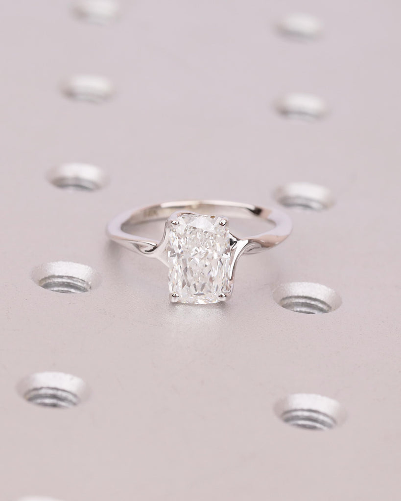Cushion Cut Lab Grown Diamond Ring, Solitaire Engagement Ring, 4 Prong 14k White Gold Promise Rings for Women,  Wedding Anniversary Jewelry image #13