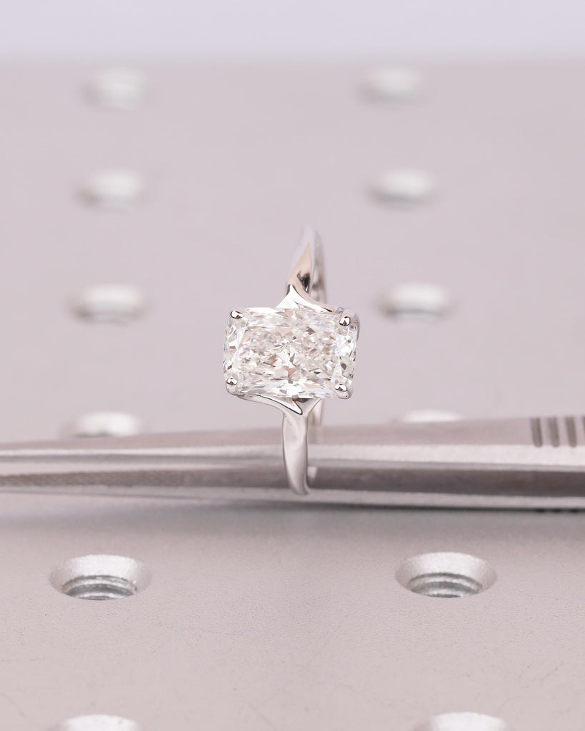 IGI Certified Lab Created Diamond Engagement Ring, Cushion Cut 14k White Gold Ring image #9