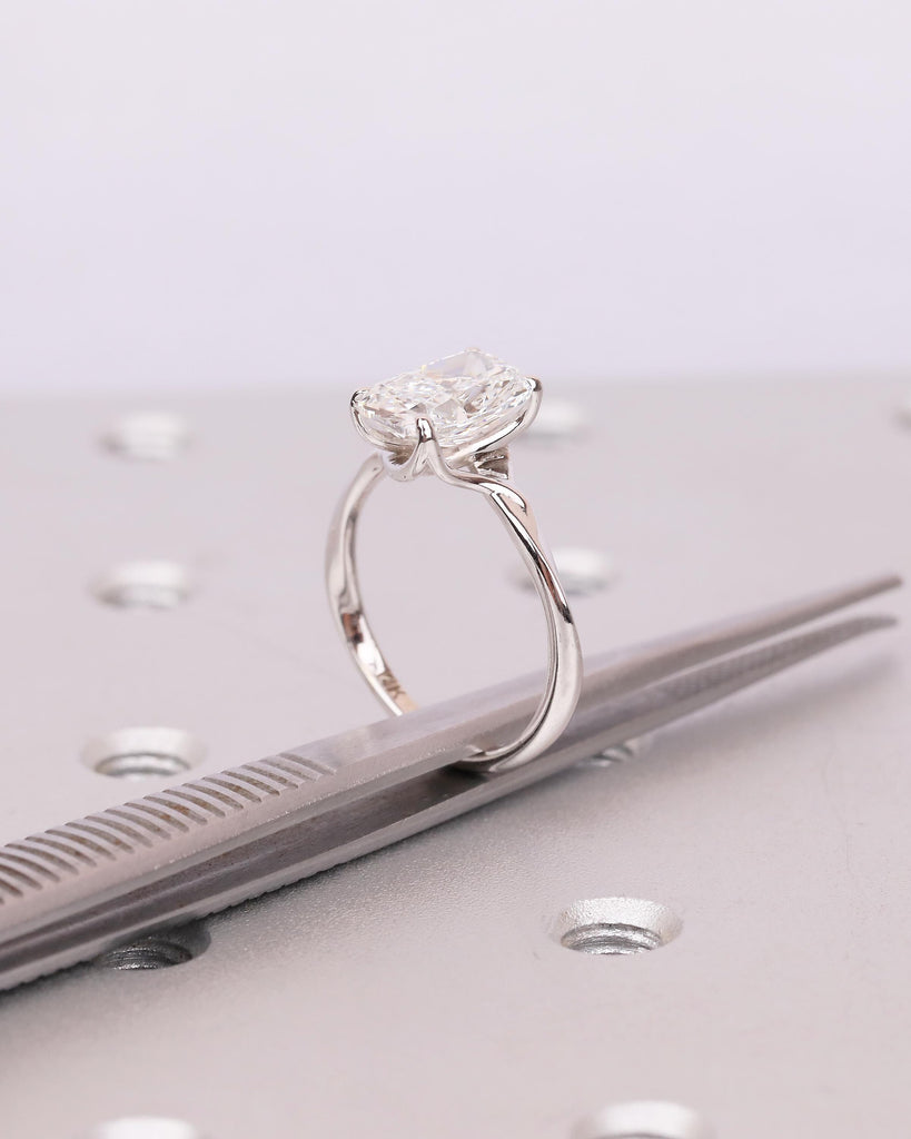 Cushion Cut Lab Grown Diamond Ring, Solitaire Engagement Ring, 4 Prong 14k White Gold Promise Rings for Women,  Wedding Anniversary Jewelry image #19