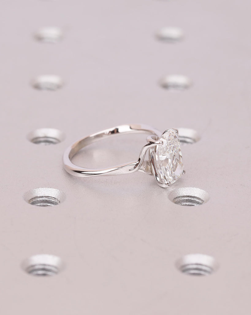 Cushion Cut Lab Grown Diamond Ring, Solitaire Engagement Ring, 4 Prong 14k White Gold Promise Rings for Women,  Wedding Anniversary Jewelry image #4