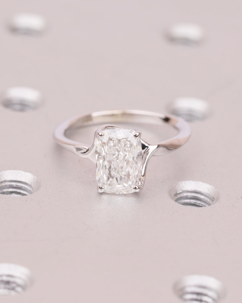 Cushion Cut Lab Grown Diamond Ring, Solitaire Engagement Ring, 4 Prong 14k White Gold Promise Rings for Women,  Wedding Anniversary Jewelry image #8