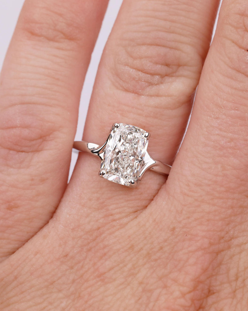 Cushion Cut Lab Grown Diamond Ring, Solitaire Engagement Ring, 4 Prong 14k White Gold Promise Rings for Women,  Wedding Anniversary Jewelry image #10