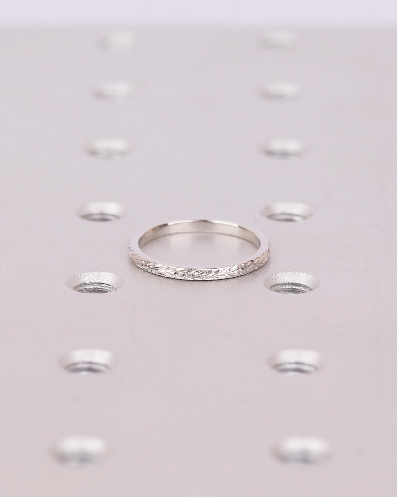 Nature Inspired Ring, Stackable Rings for Women, Platinum Thin Wedding Band, Unique Handmade Jewelry, Dainty Olive Floral Anniversary Ring image #3