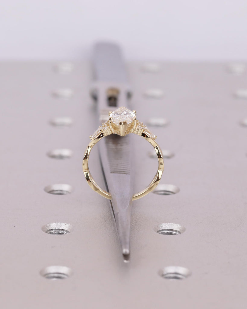 1.5 Carat Marquise Lab Created Diamond Engagement Ring, 14k Gold Twisted Band image #7