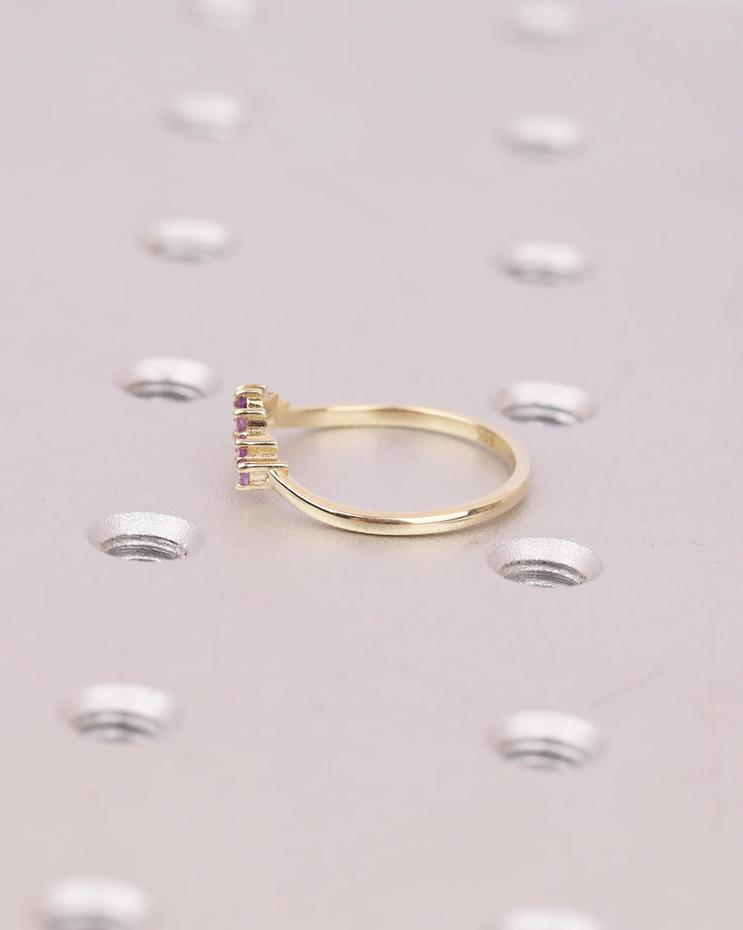 Amethyst Wedding Band, 14k Gold Stackable Rings for Women, Purple Gemstone Jewelry image #10