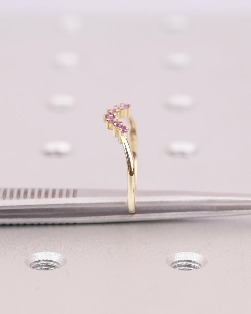 Amethyst Wedding Band, 14k Gold Stackable Rings for Women, Purple Gemstone Jewelry image #16