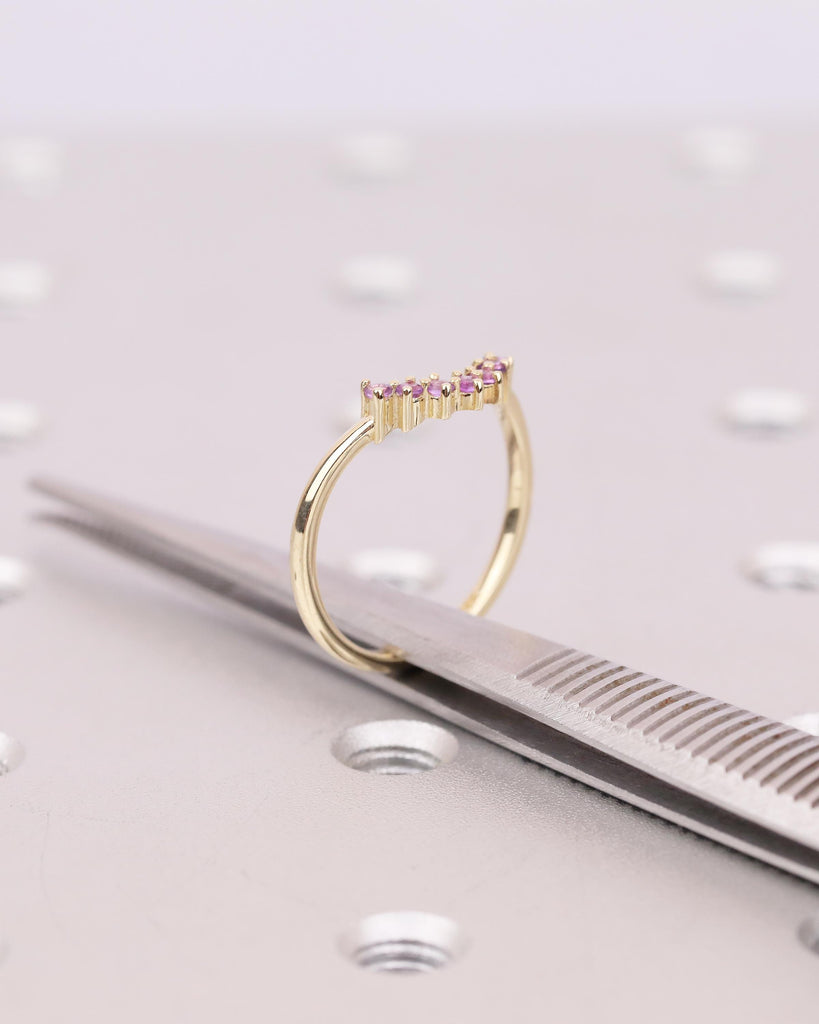 Amethyst Wedding Band, 14k Gold Stackable Rings for Women, Purple Gemstone Jewelry image #18