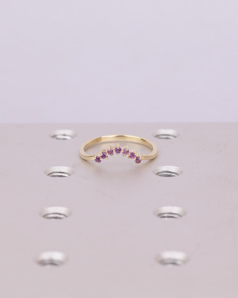 Amethyst Wedding Band, 14k Gold Stackable Rings for Women, Purple Gemstone Jewelry image #2