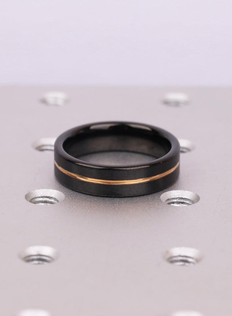 6mm Comfort Fit Black Tungsten Carbide Wedding Band, 14K Rose Gold Plated Men's Ring, Men's Wedding Ring, Ring For Him, Men's Jewelry Gift image #9