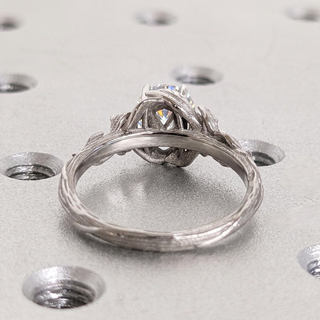Nature Inspired Diamond Engagement Rings for Women | Solid Gold or Platinum Leaf Design Wedding Ring | Lab Grown Diamond Bridal Jewelry image #4
