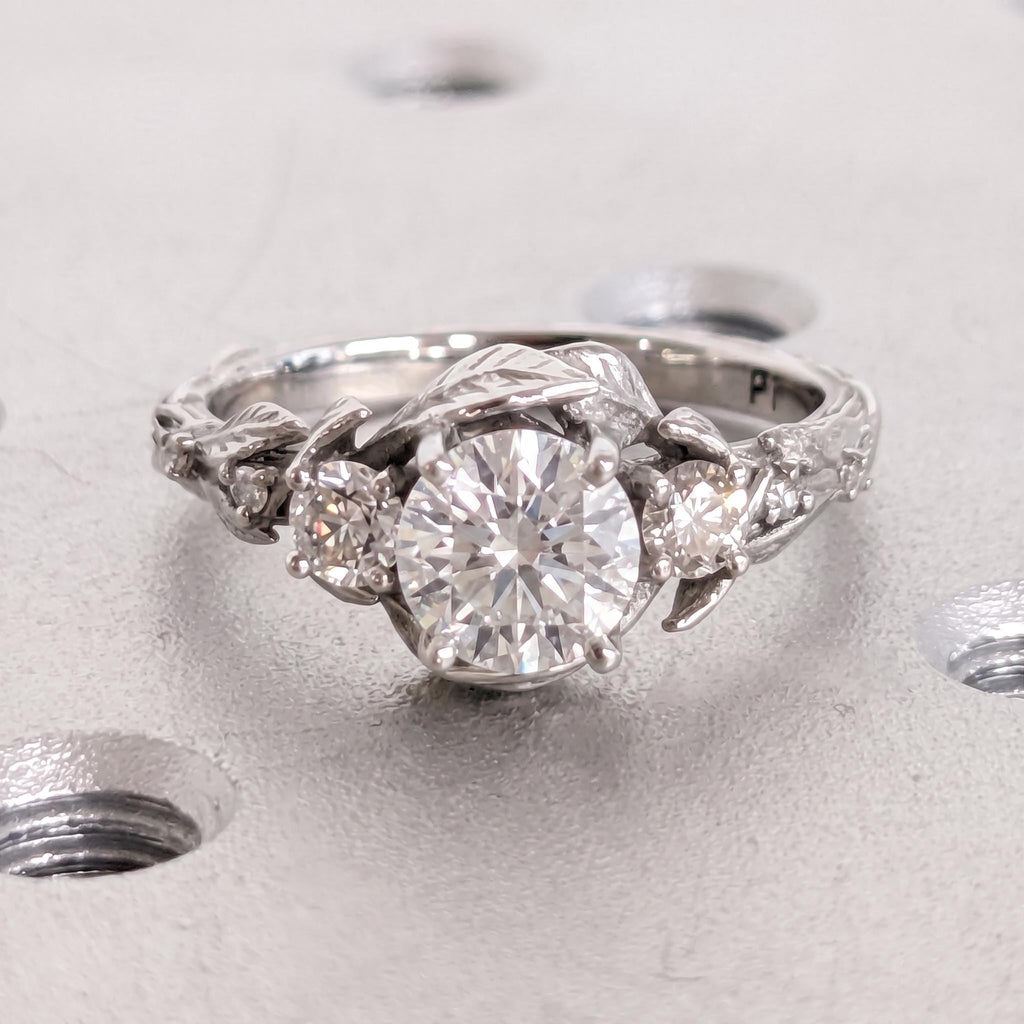 Nature Inspired Diamond Engagement Rings for Women | Solid Gold or Platinum Leaf Design Wedding Ring | Lab Grown Diamond Bridal Jewelry