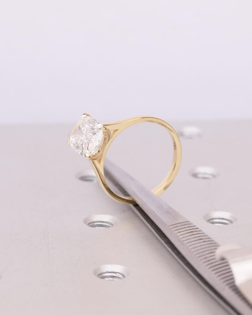 Lab Grown Diamond Engagement Ring, 18k Yellow Gold Elongated Cushion Cut Ring image #12